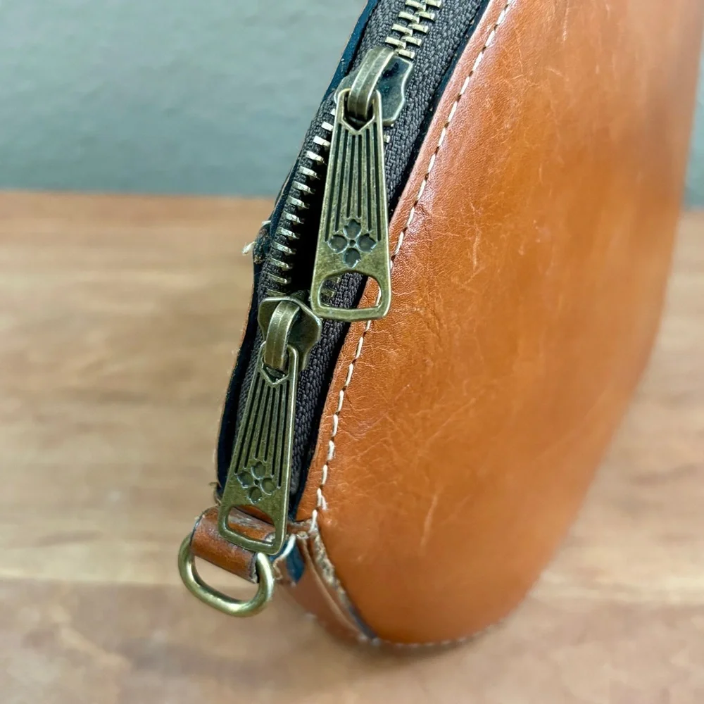 Patricia Nash Lavoria Brown Leather Top Zip Crossbody Bag - No Chain or Strap - Picture 13 of 16